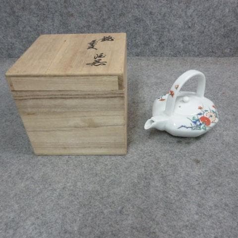 十三代 酒井田柿右衛門 錦手 菊文 面取り 銚子 共箱 [B23507]