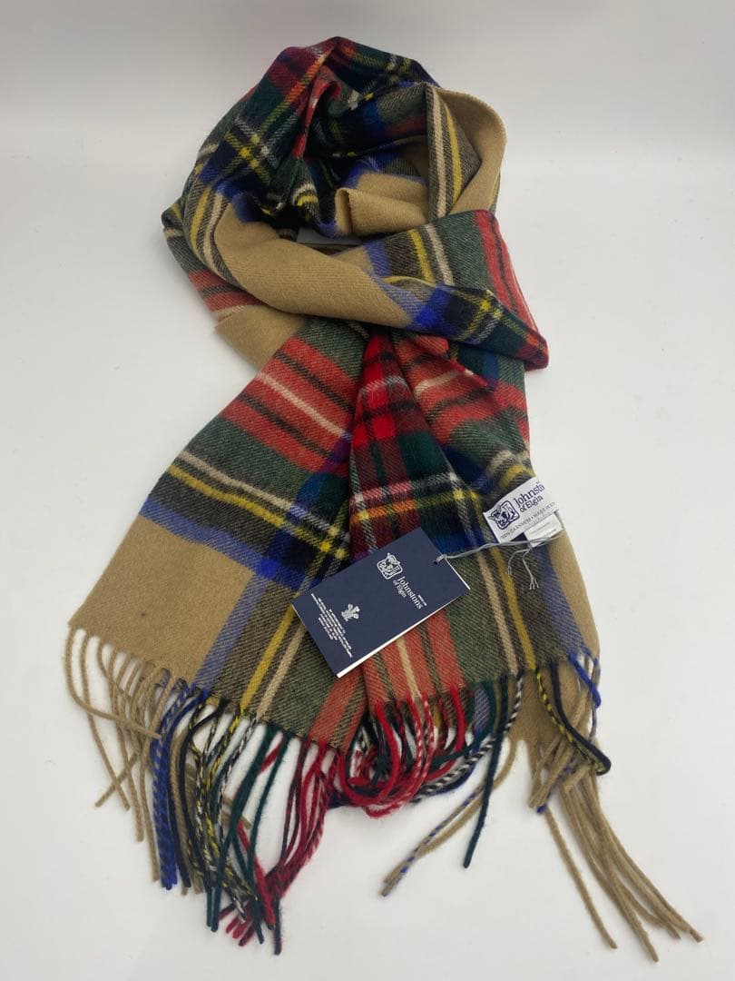 JOHNSTONS ジョンストンズ 中判チェックストール　マフラー　カシミヤ