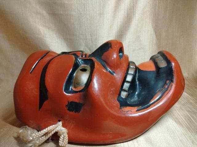 鬼面　般若　焼き物　25x18cm　詳細不明　印様あり