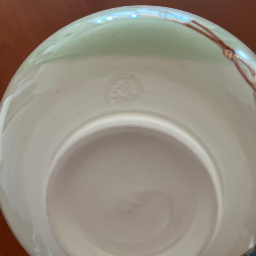 抹茶茶碗　壱休窯　仁清掛分団扇