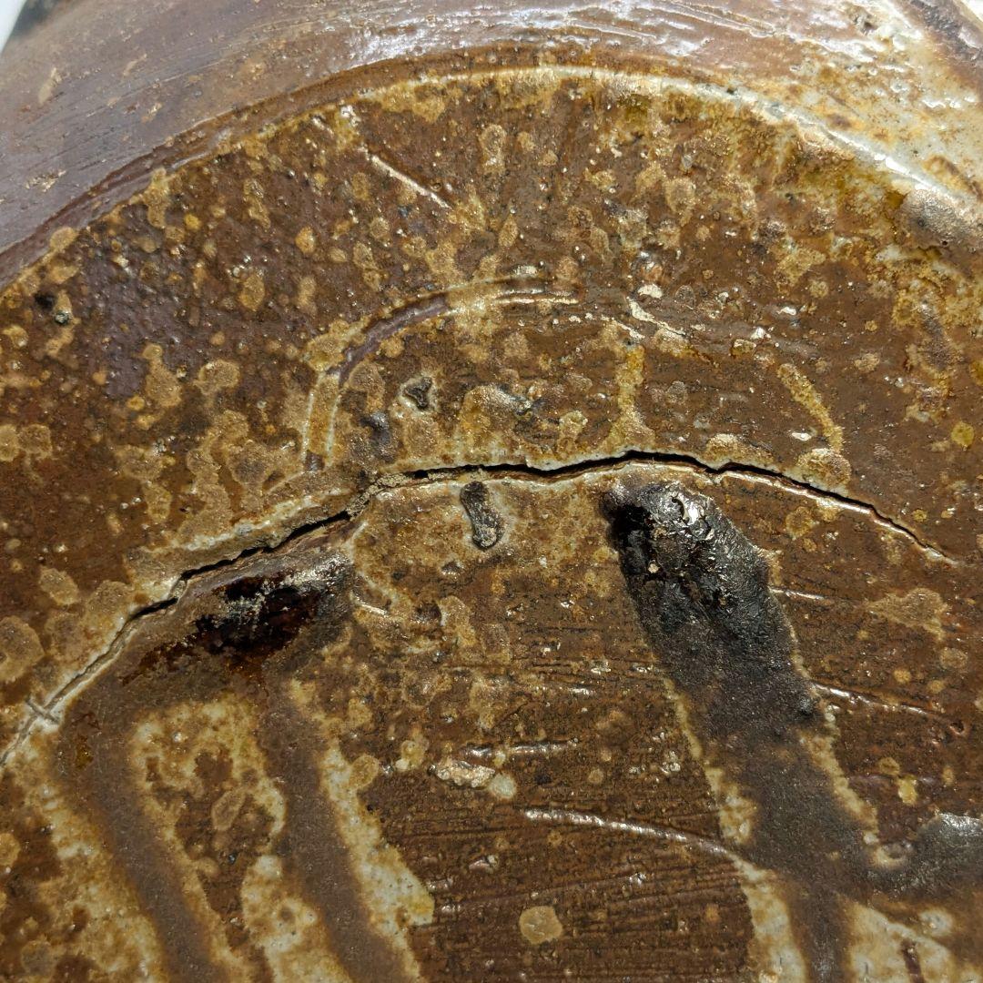 備前焼 窯変扁壺 扁壷 耳付花入 花器 フラワーベース 胡麻窯変 玉垂れ 花瓶