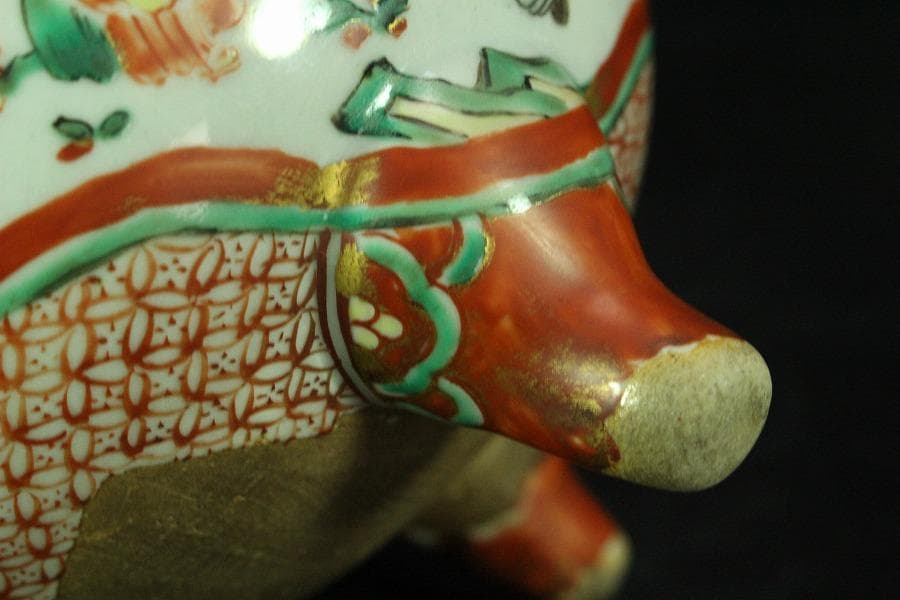 古美術 赤絵 獅子蓋 香炉 時代物 骨董 希少(K-YC530)