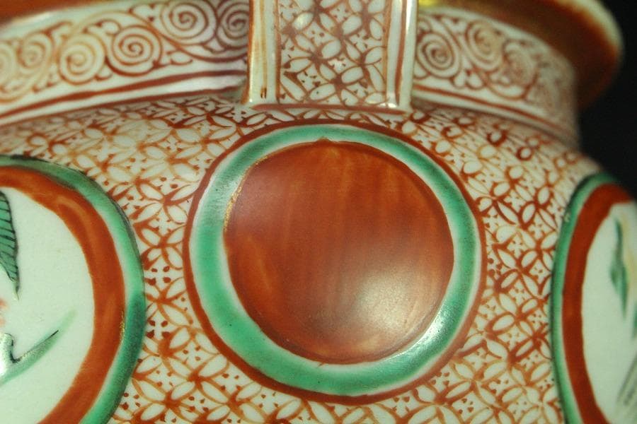 古美術 赤絵 獅子蓋 香炉 時代物 骨董 希少(K-YC530)