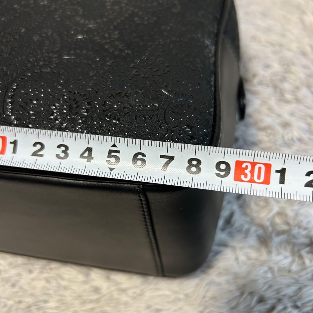 印傳屋 印伝　ハンドバッグ 鹿革 レザーバッグ　ブラック　甲州印伝 漆模様