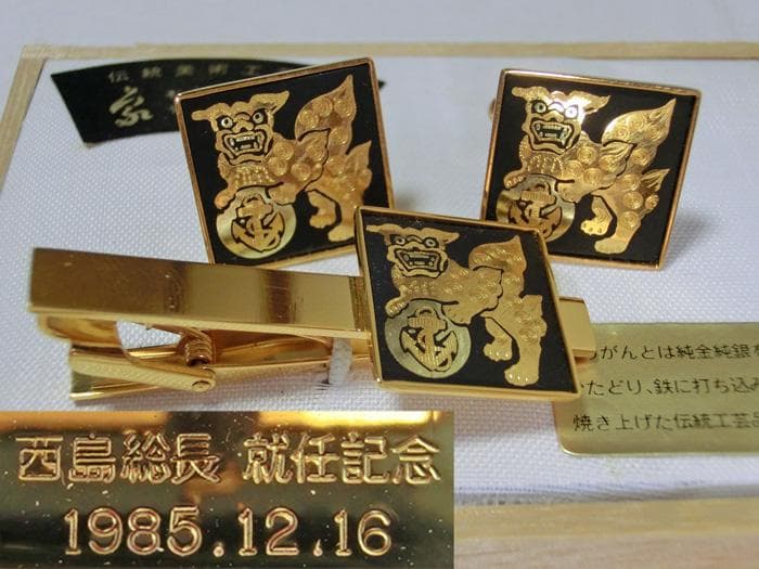 ☆海上自衛隊☆象嵌☆獅子の証し☆タイピン☆カフス☆未使用☆共箱付き☆