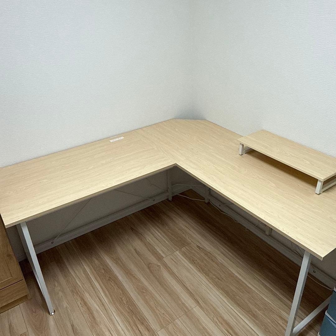 L字型パソコンデスク ナチュラルウッド