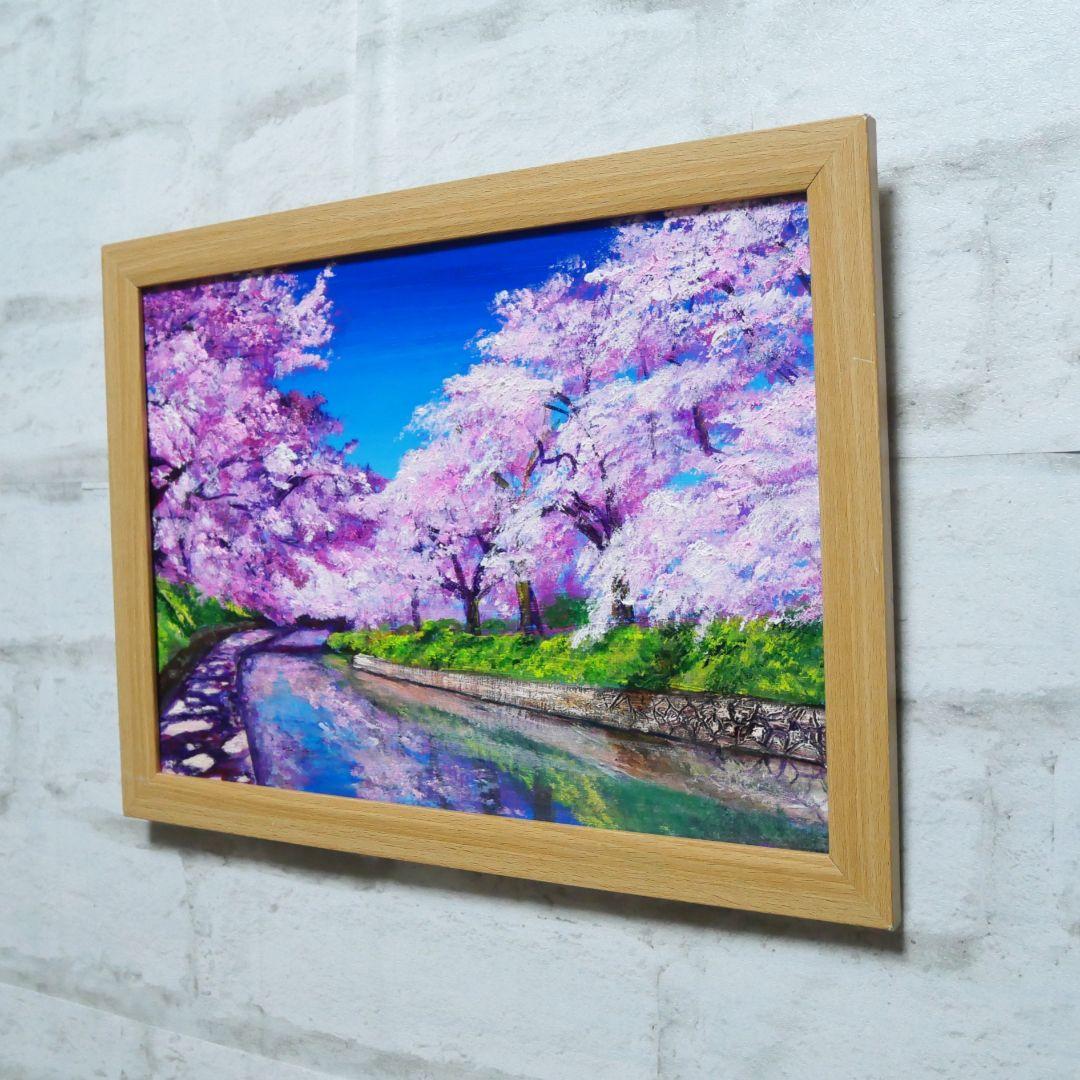 油絵 油彩 油彩画 絵 絵画 【松川の桜】