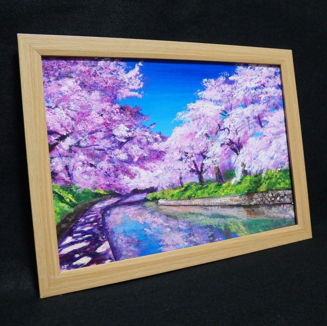 油絵 油彩 油彩画 絵 絵画 【松川の桜】