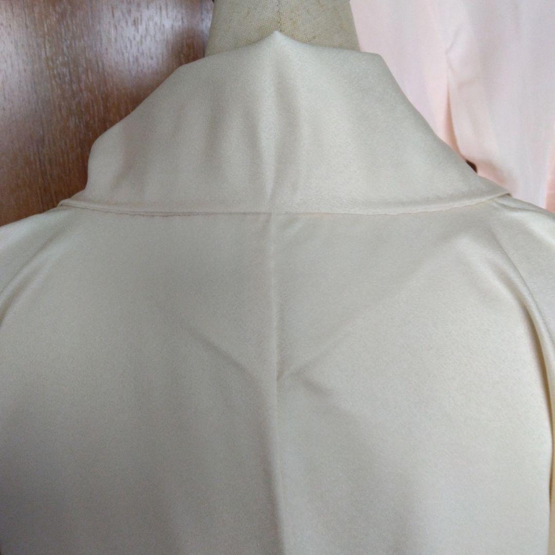 未使用品　訪問着 鳥と花模様白つばき グレーとホワイト、長襦袢付