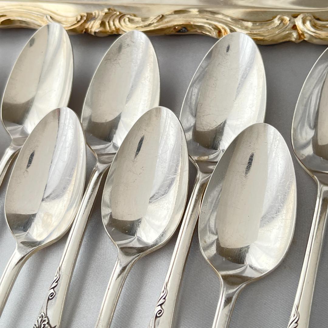 【White Orchid】コーヒースプーン 12本【シルバープレート】