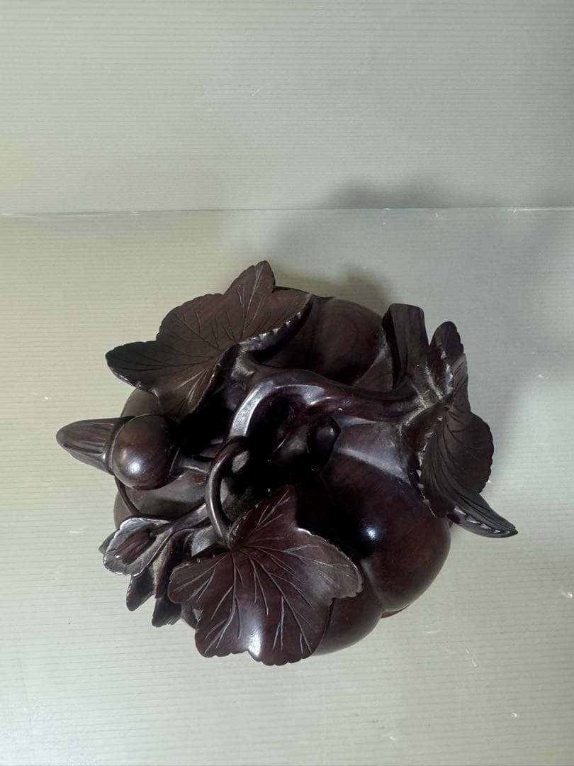 2468 茶道具　唐木かぼちゃ香合　蓋物