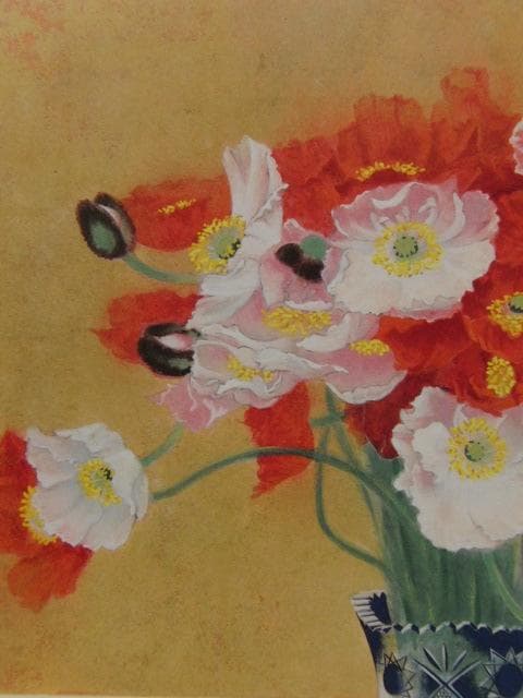 今井守彦、【赤い花】、希少な額装用画集より、新品額装付