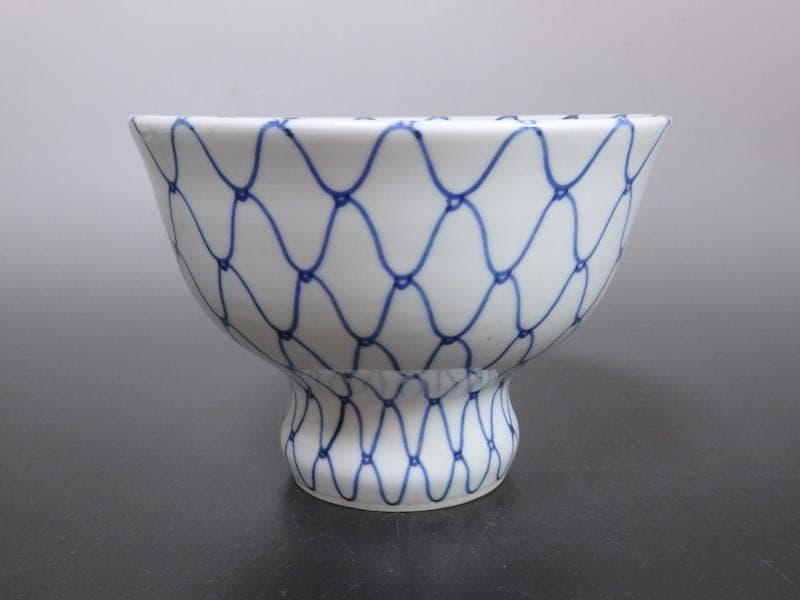 古伊万里　染付　網目紋様の図　盃洗　D471AS-AZq