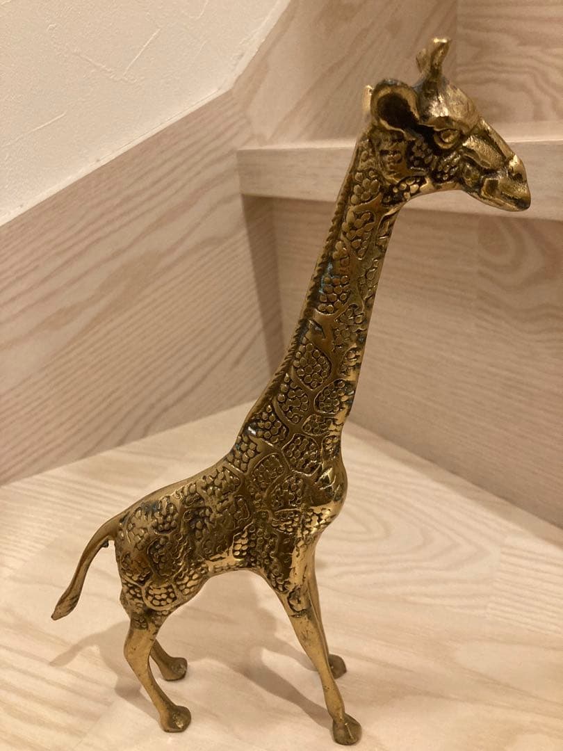 ブラス製キリンの彫刻 2体セット