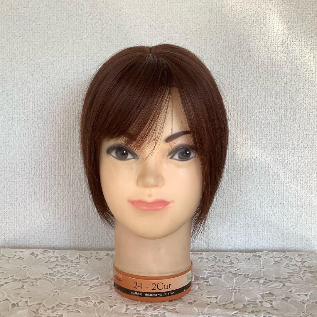 常連客 人毛100% 総手植 医療 部分ウィッグ ヘアピースブラックショート前髪