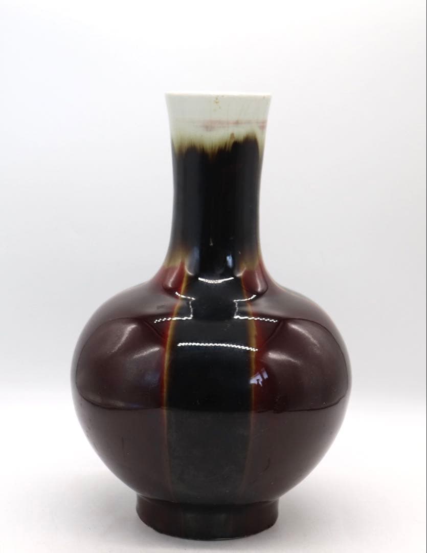 中国　1960〜1970年代景徳鎮製　窯変紅釉瓶　送料込み250605