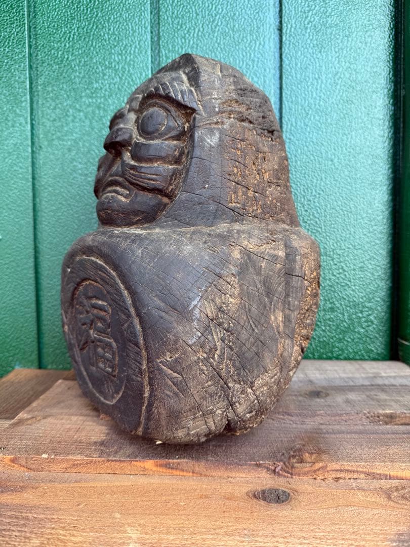 達磨　木彫福の達磨像 約30cm