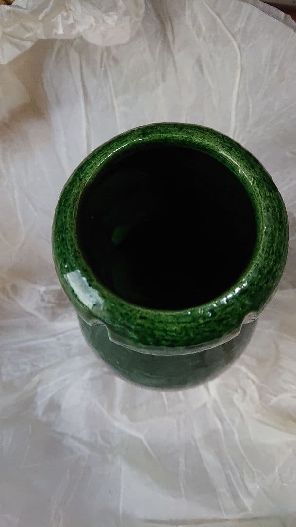 青釉 花生 吉村楽入 共箱入 楽入窯