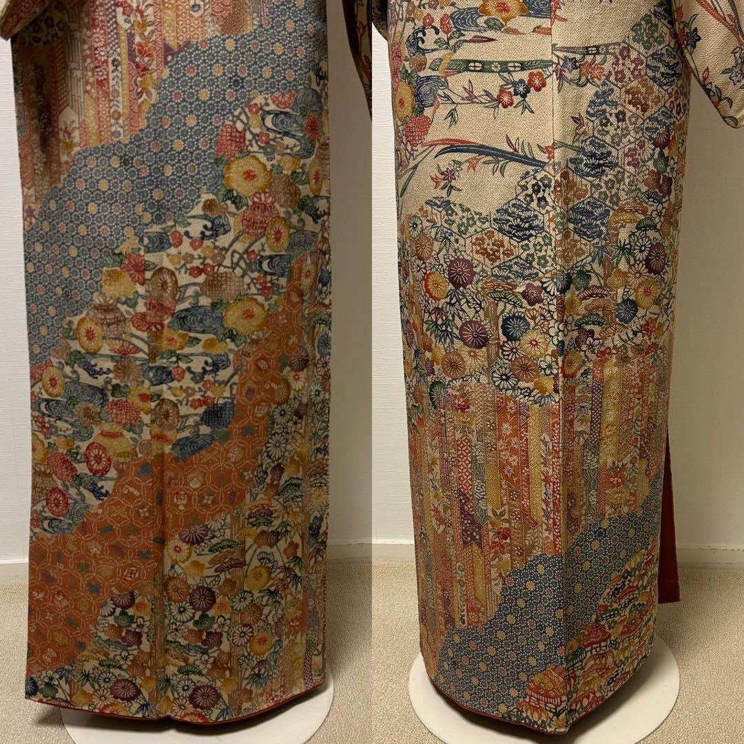 【袷】西岡都巳二 紅型 訪問着12084