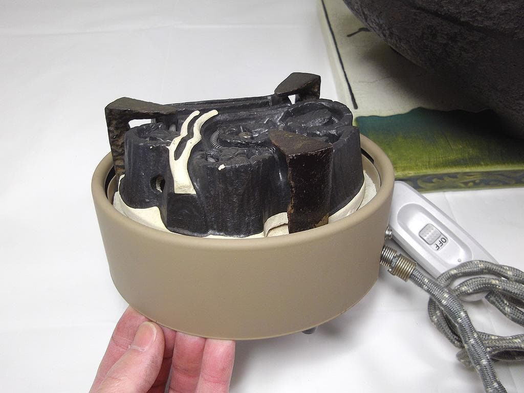 茶道具 鬼面風炉 野々田風炉型電熱器 風炉釜 茶釜 釜環 織部敷板