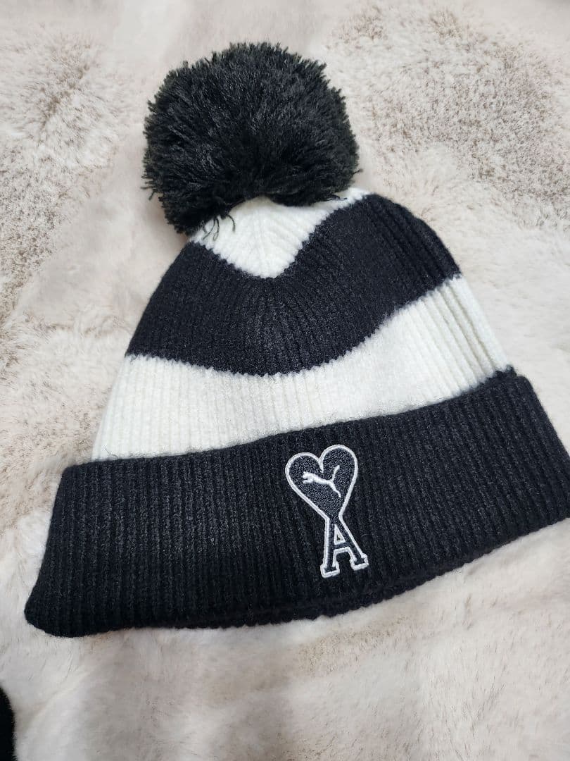 ami&puma ストライプ ニット帽・マフラーセット