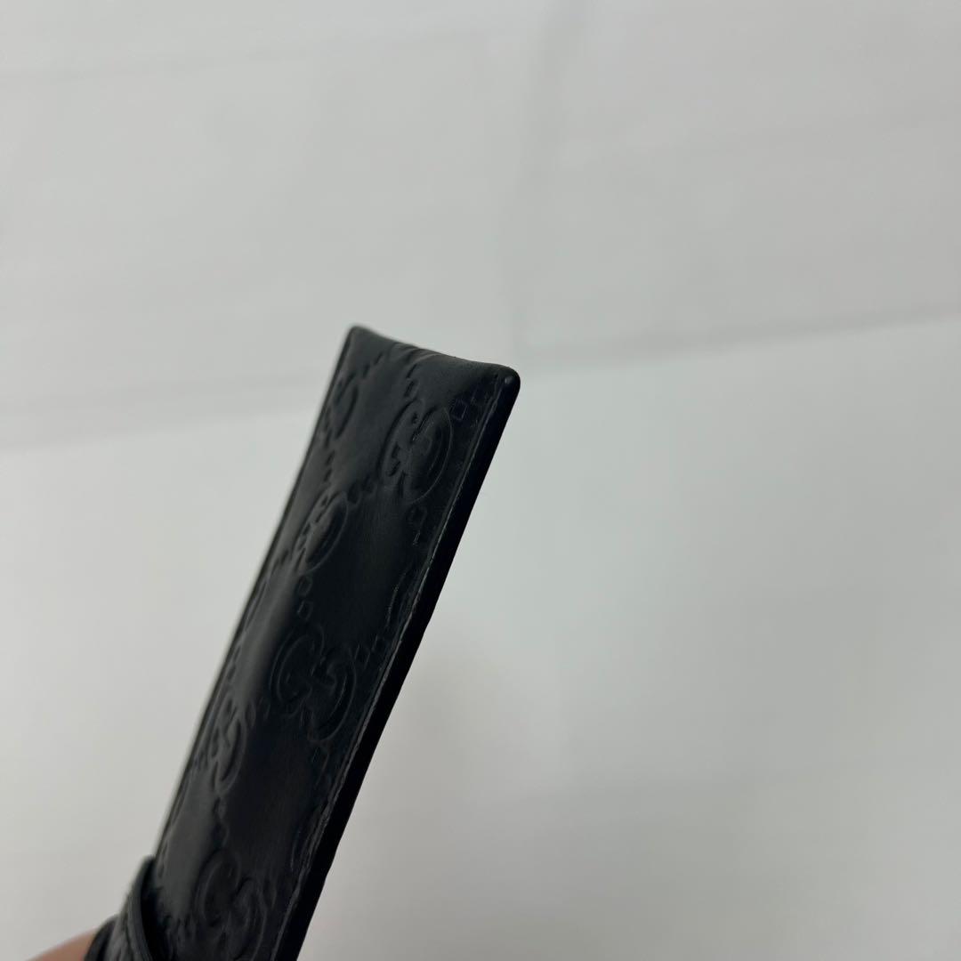 美品 グッチ ペンケース シマレザー GG柄 レザー 本革