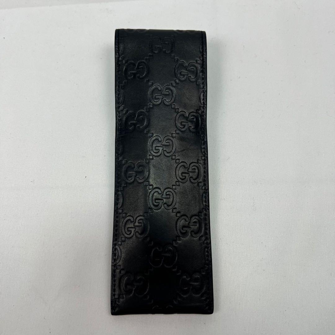 美品 グッチ ペンケース シマレザー GG柄 レザー 本革