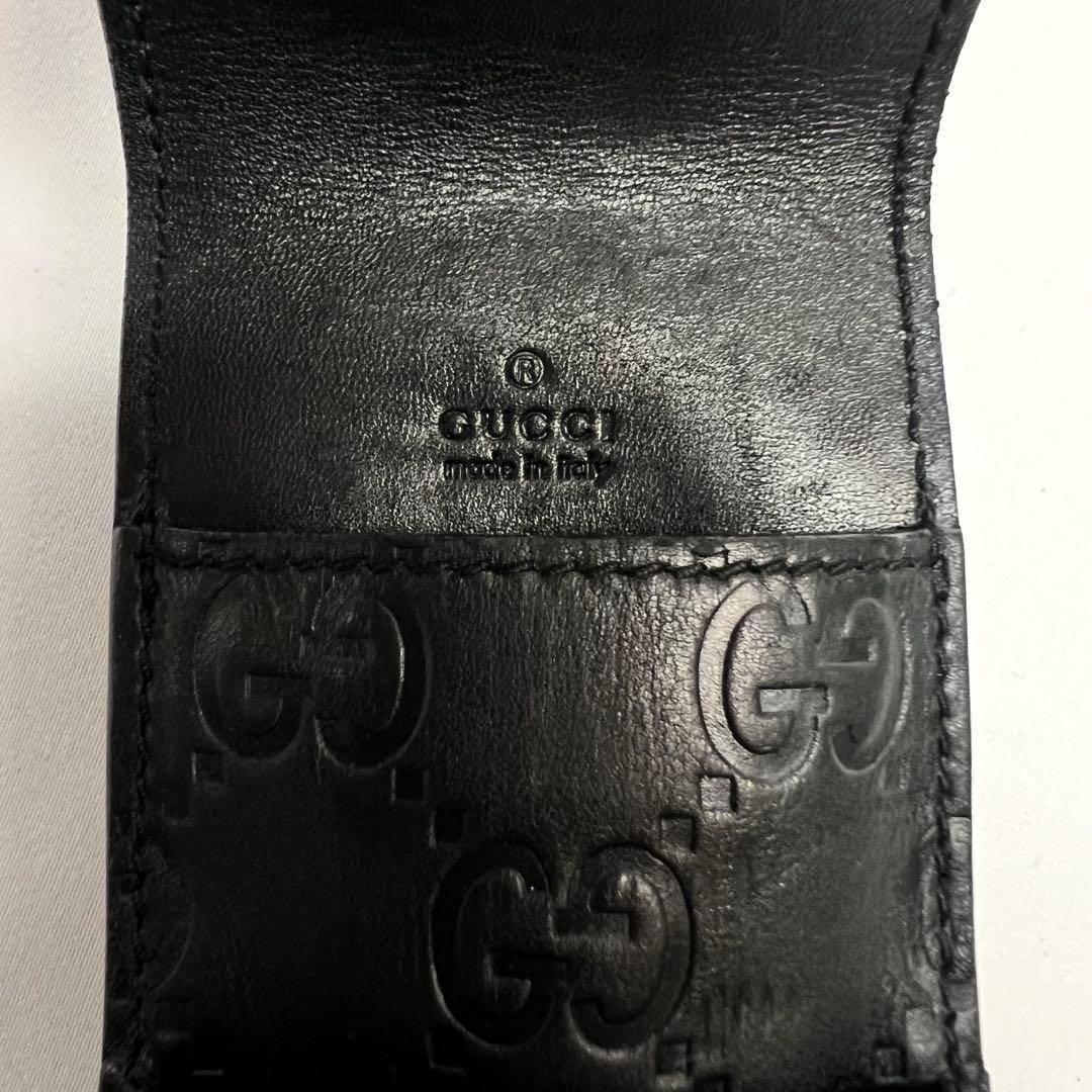 美品 グッチ ペンケース シマレザー GG柄 レザー 本革