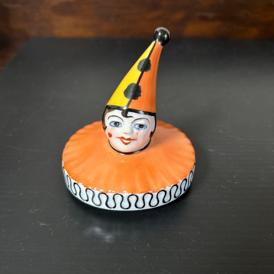 オールドノリタケ　パウダーボックス 蓋物・ケース　ピエロ