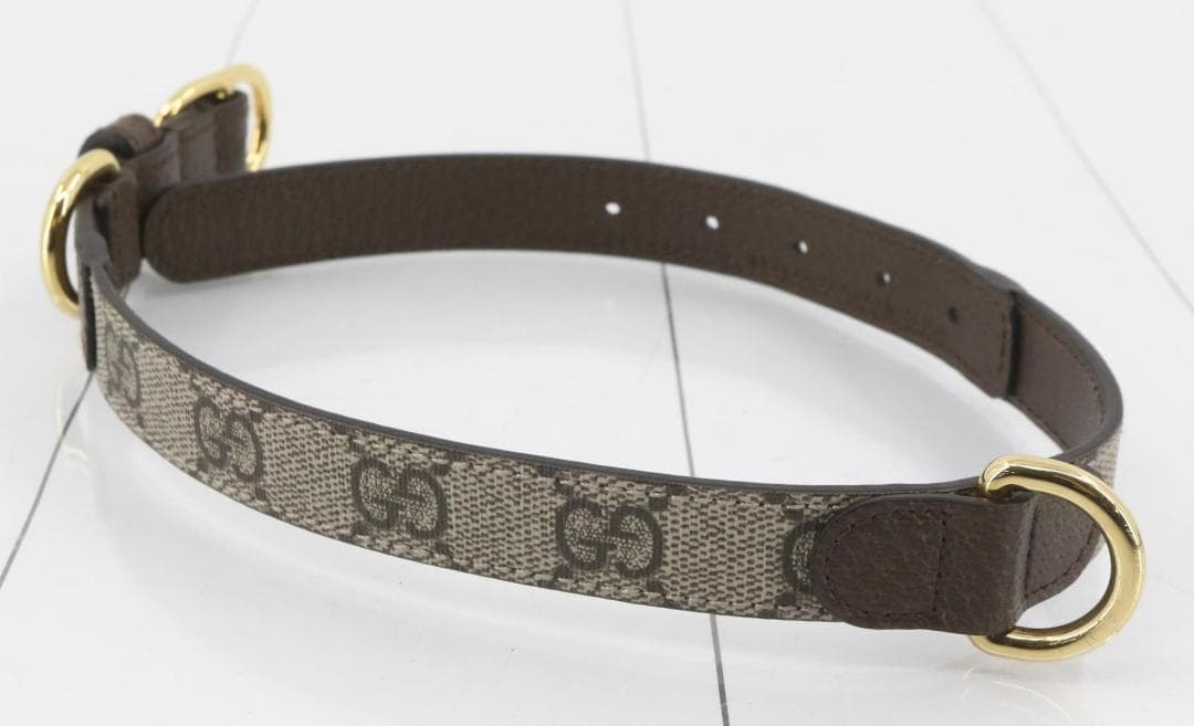 Gucciグッチ GGスプリーム　中・大型犬用首輪　キャンバス×革 ブラウン