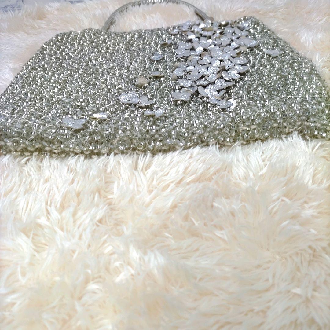 アンテプリマ ワイヤーバッグ シルバー レザー 花 ハンドバッグ