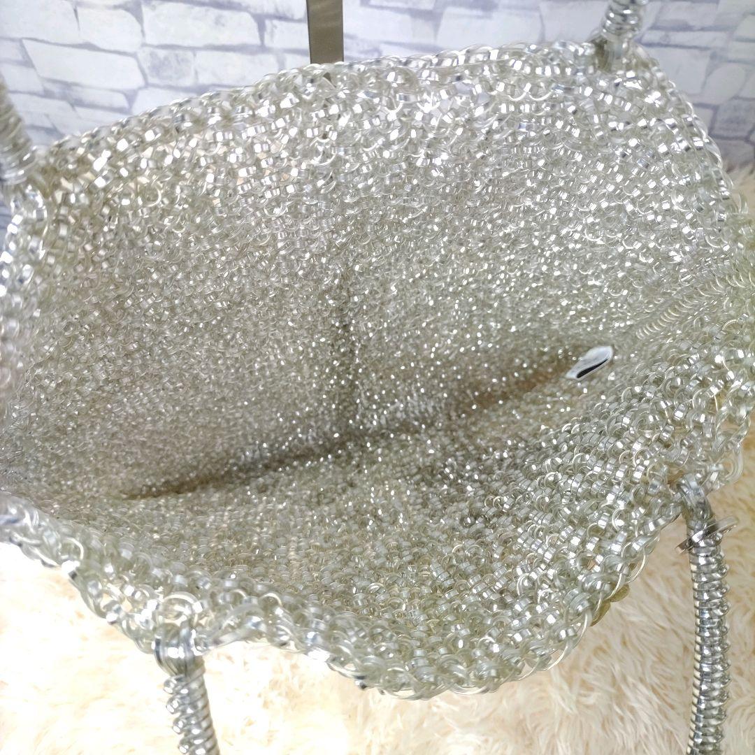 アンテプリマ ワイヤーバッグ シルバー レザー 花 ハンドバッグ