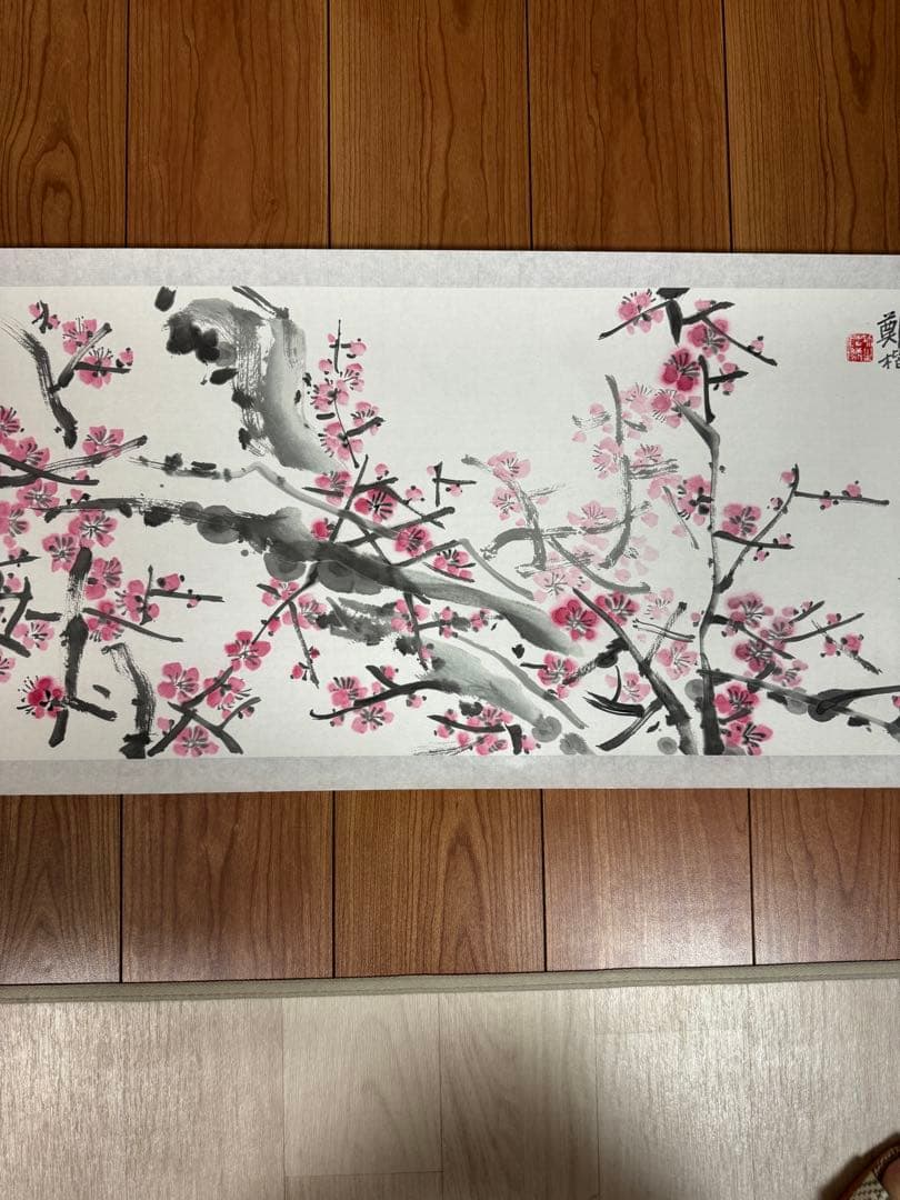 梅水墨画 掛軸