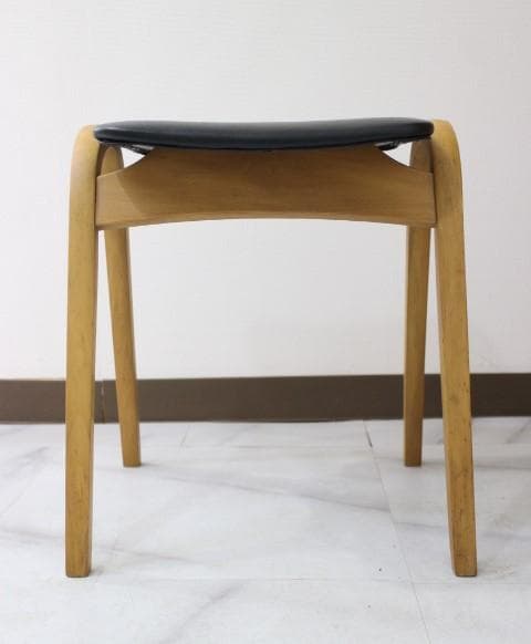 美品 秋田木工 スタッキング スツール チェア 椅子 曲木 ブラック ナチュラル