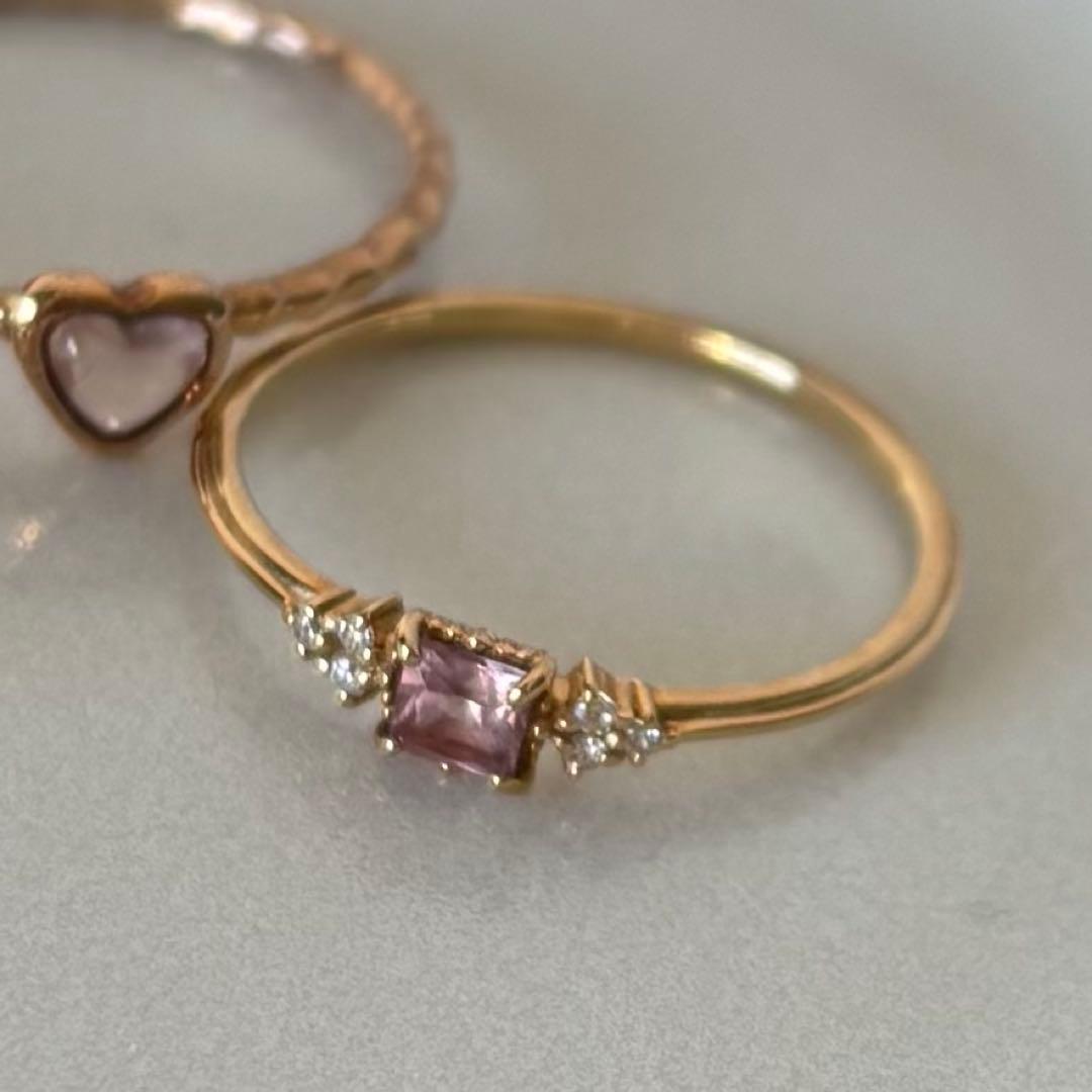 ■完売品■【NOIR DE POUPEE】K10シャンパンガーネット×CZリング