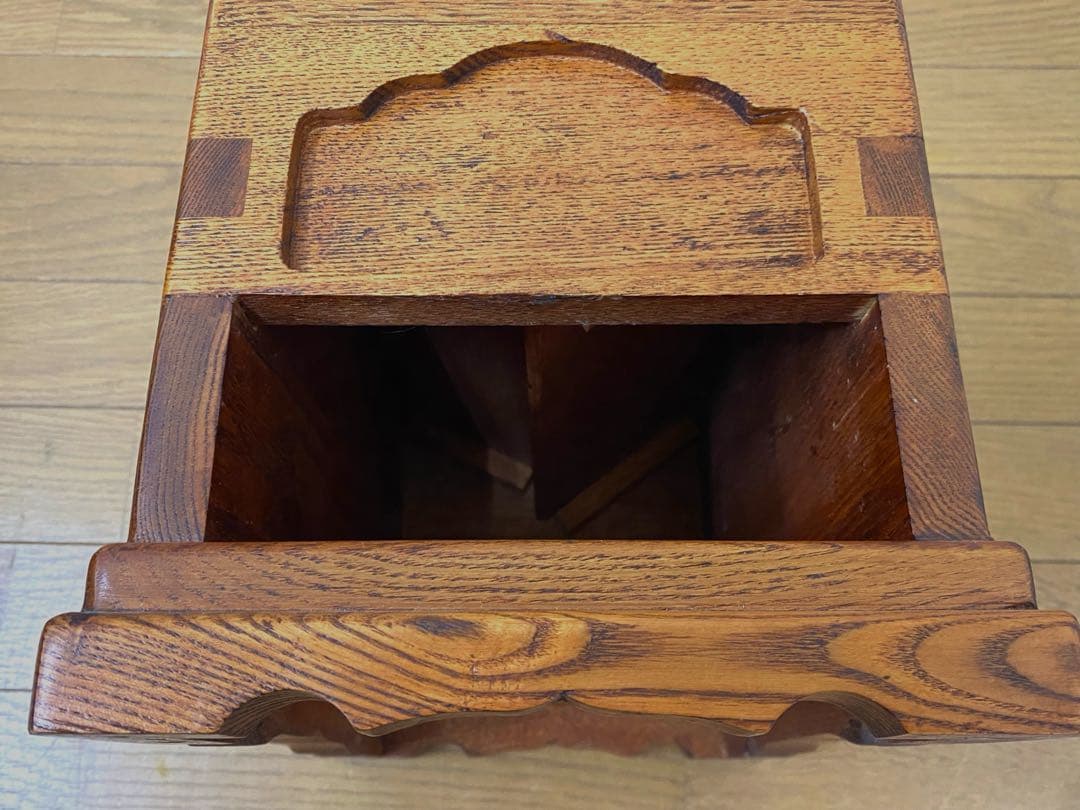 美品 アンティーク レトロ 小ぶり 賽銭箱 貯金箱 木製 けやき 無垢