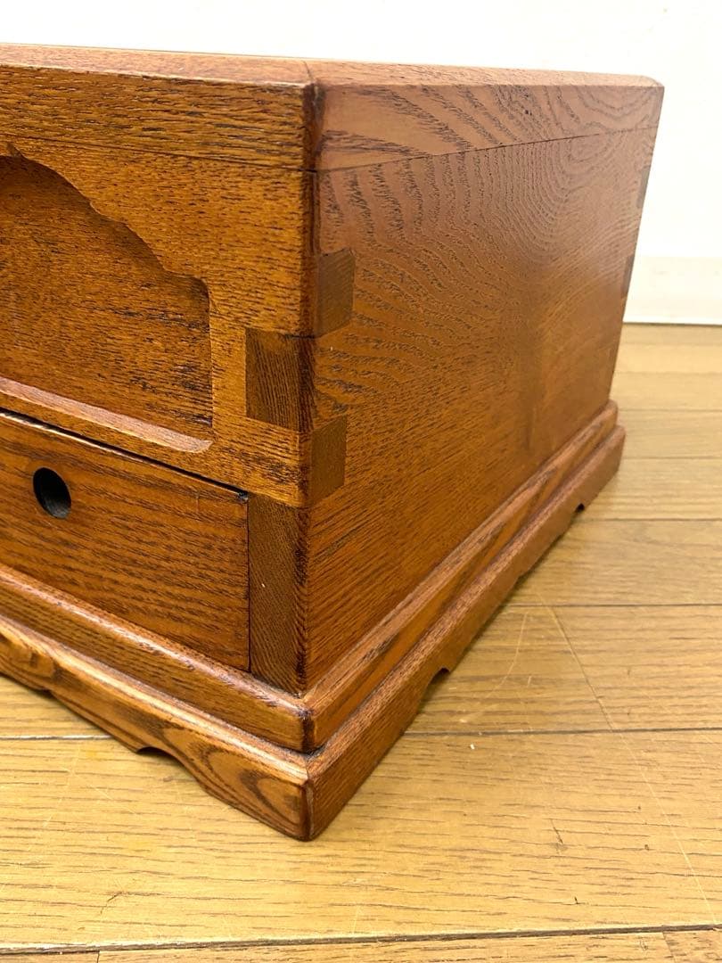 美品 アンティーク レトロ 小ぶり 賽銭箱 貯金箱 木製 けやき 無垢