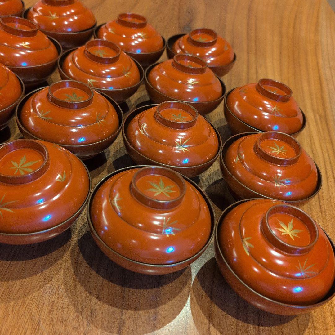 洗朱蒔絵　吸物椀　19客