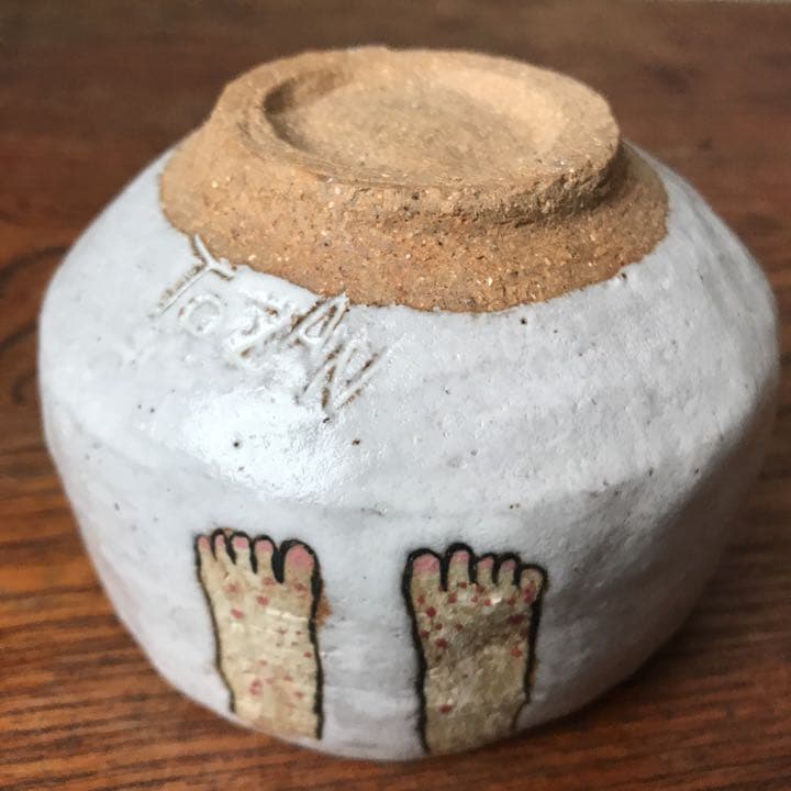 妻の作った 抹茶茶碗 陶芸 水玉模様 病める時もわりと元気だった息子の茶碗