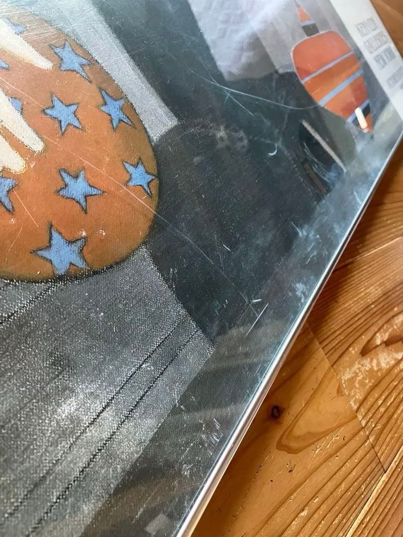 ウィル・バーネット　赤い独楽　展覧会ポスター　複製プリント　アルミ額装