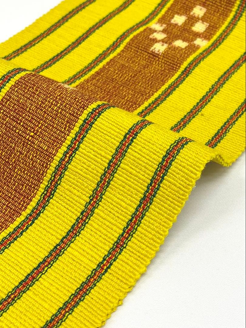 竺仙 本場琉球 琉球かすり 手織 半幅帯 未仕立て品 綿100% Q783