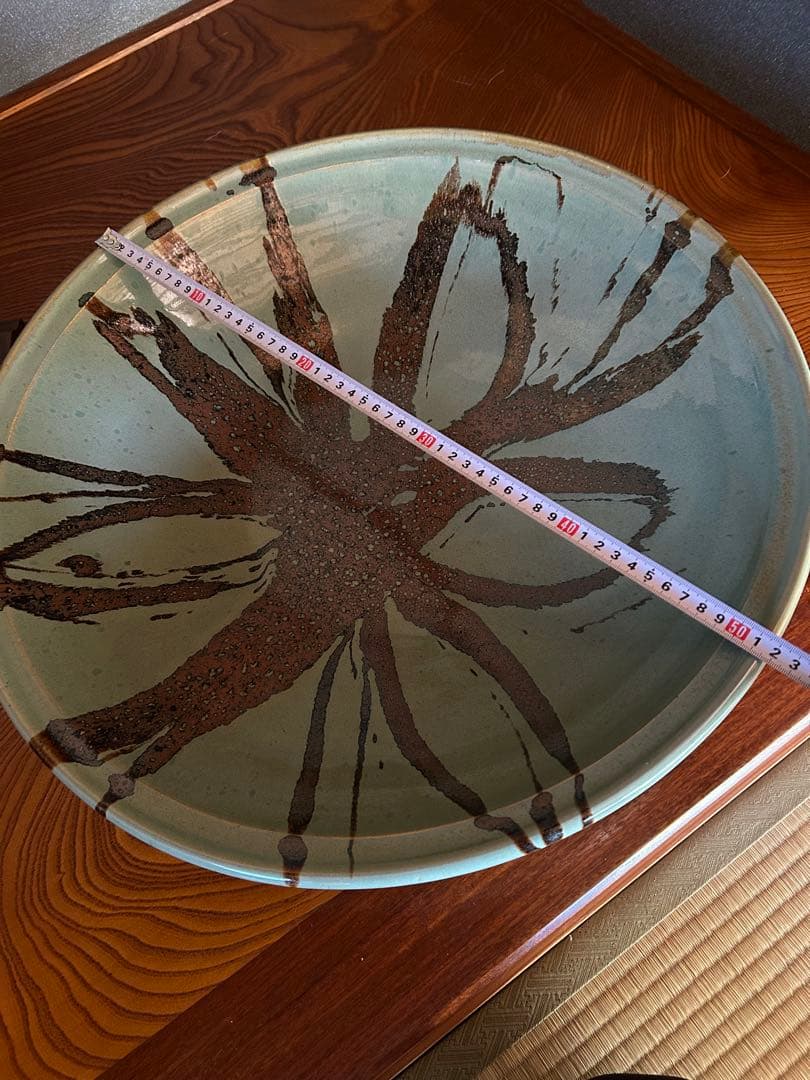【一点モノ‼️】最高級　青柿流皿　大皿　飾り皿　直径約52cm インテリア　和室