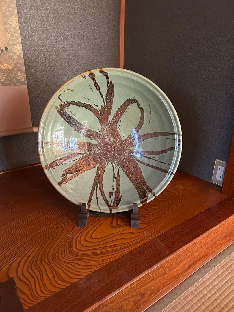 【一点モノ‼️】最高級　青柿流皿　大皿　飾り皿　直径約52cm インテリア　和室