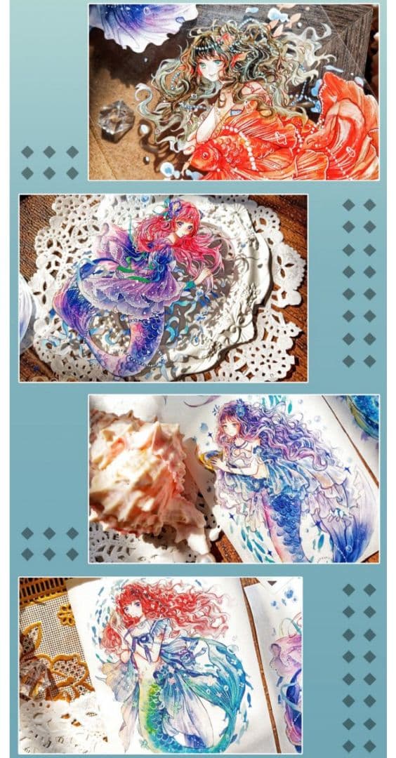 ✩再販✩J330＃海洋物語(水晶)李富贵切り売り海外人物マステ女の子人魚