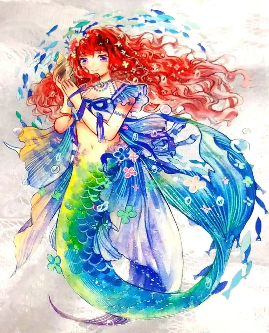 ✩再販✩J330＃海洋物語(水晶)李富贵切り売り海外人物マステ女の子人魚