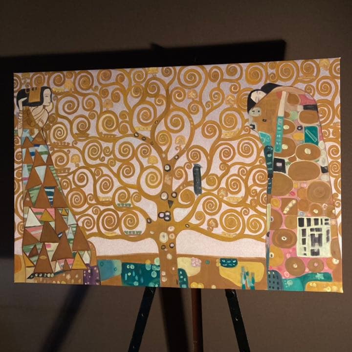 ★アウトレット★ 手書き油絵 クリムト生命の木 絵画 インテリア