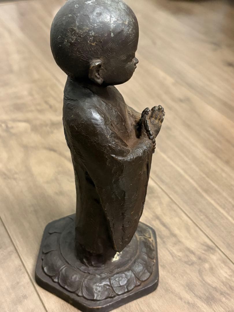 友沢正彦 祈り 21cm 仏像 地蔵菩薩 合掌地蔵 ブロンズ像 彫刻