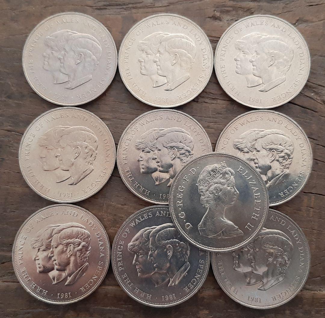 10枚 英国 イギリス 1981年ブリティッシュ クラウン  5シリング