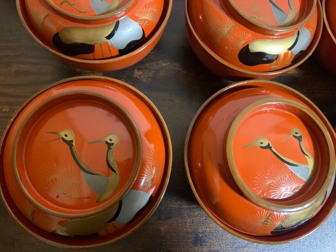 金彩蒔絵　木製漆塗吸物椀　10客　大きめ　時代物