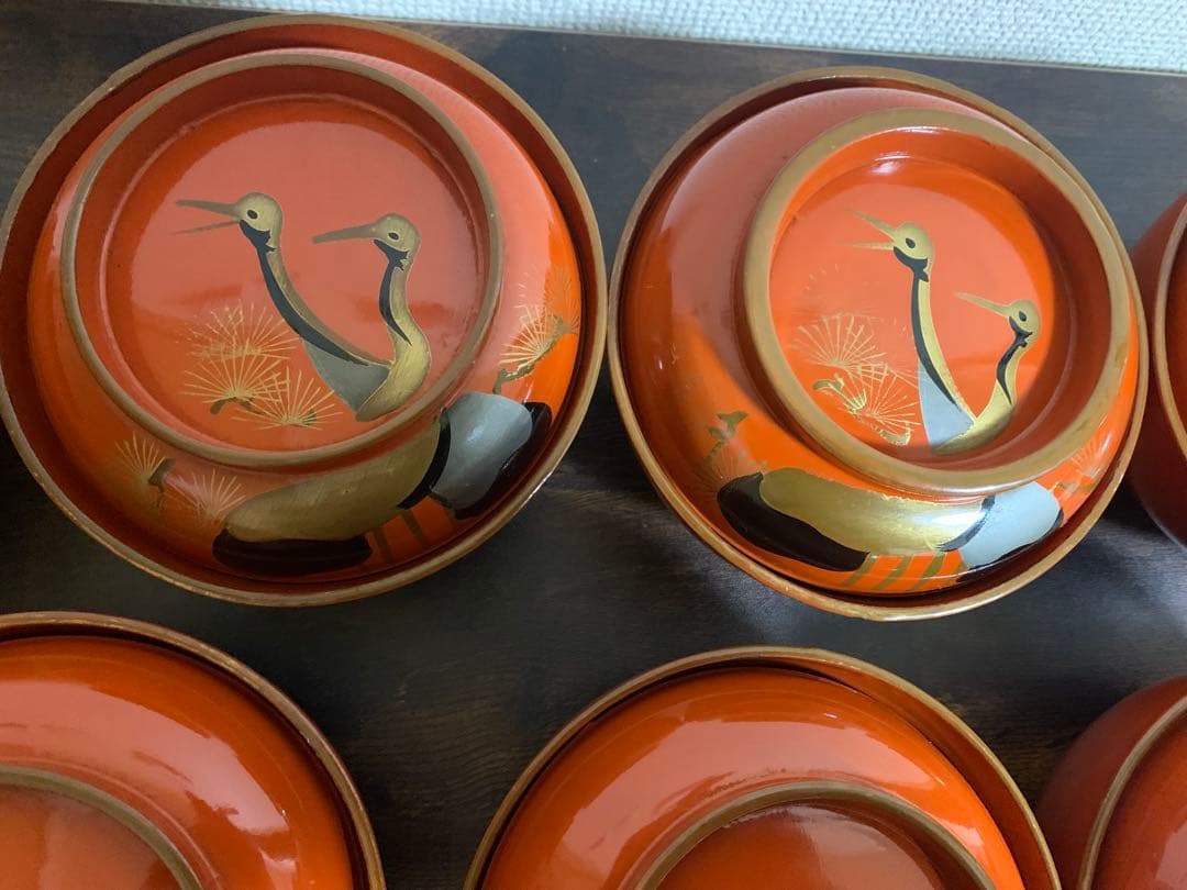 金彩蒔絵　木製漆塗吸物椀　10客　大きめ　時代物